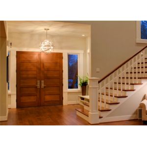 House Main Solid Wood Doors EPE Inside Durable Frame With Front Grill Designs