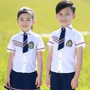 China Square Collar Polyester Kids School Uniform White Short Shirt For Girls And Boys on sale