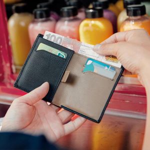 Custom LOGO Men's Front Pocket Wallet made of Full Grain Leather with RFID