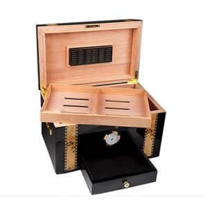 Cheap Custom Glossy Cigar Humidor Box with Cedar Wood Interior for sale