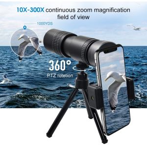4K 10-300X40mm Phone Monocular Telescope Super Telephoto Zoom Monocular