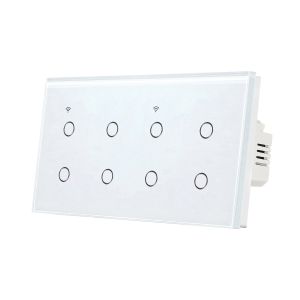 Touch Control Zigbee Switch Module Voice Control ABS PC 8 Gang White Touch
