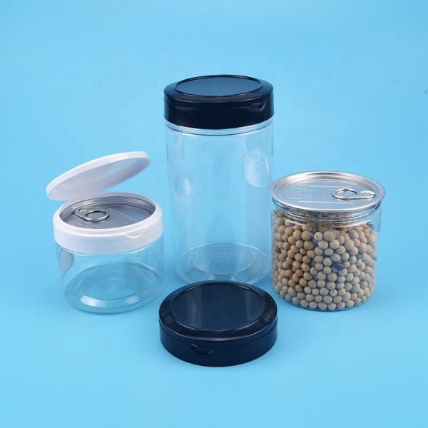 Quality Flip Top Cap Cashew Nuts Plastic Container Jar 310ml 120g Airtight Clear Candy Cans With Ring Pull Top Lid wholesale