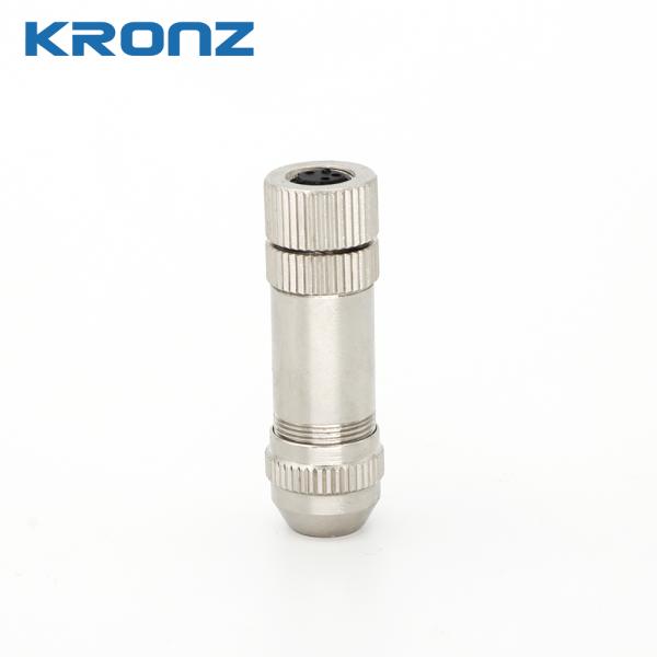 M8 Female Field-Wireable Connector 4 Pin Straight IP67