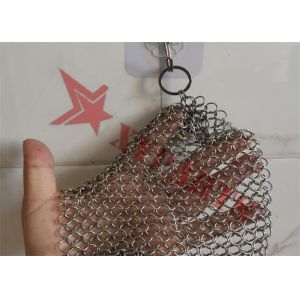 Durable Anti Rust Chain Mail Pan Scrubber With 1.2mmx10mm Rings For Kitchen