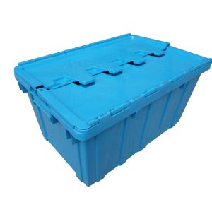 600*400*315 plastic stackable turnover box with lid plastic moving crate