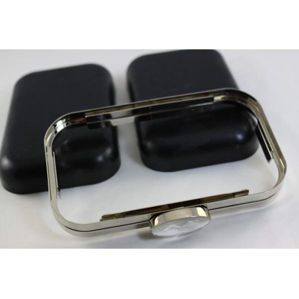 20.5cm Acrylic Closure Silver Oval Box Clutch Frames With Silk Print Logo