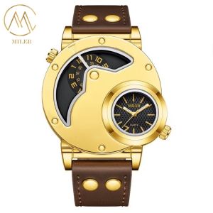 Three Dial Colors Option Men Quartz Wrist Watch with Denim Leather Strap