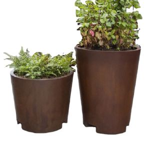Corten Steel Flower Pot Large Vertical Corten Steel round planter