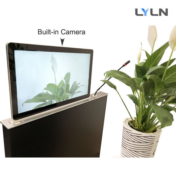 Quality Brushed Aluminum Motorized Retractable Monitor With Built - In Camera & Retractable Mic wholesale