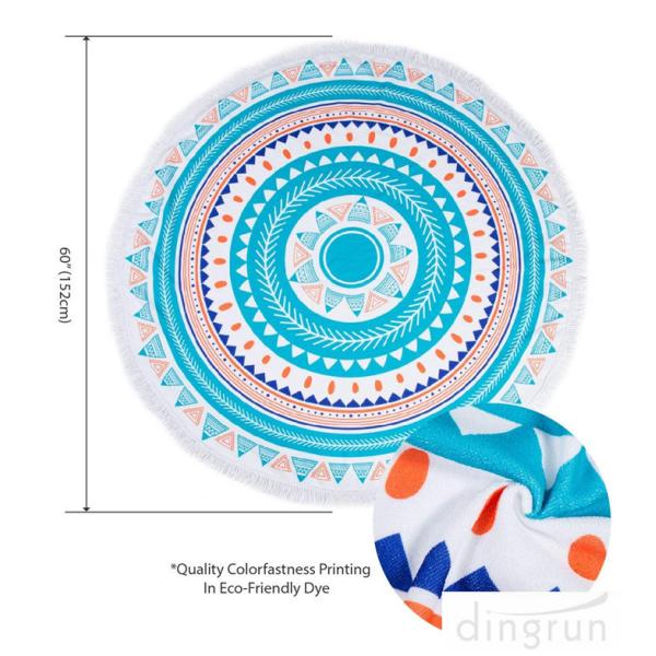 Round Beach Towel Beach Blanket Large Microfiber Towels Yoga Mat Multi Purpose