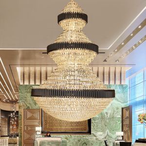 Top luxury Staircase Chandelier Lighting Large Home Decoration Crystal black