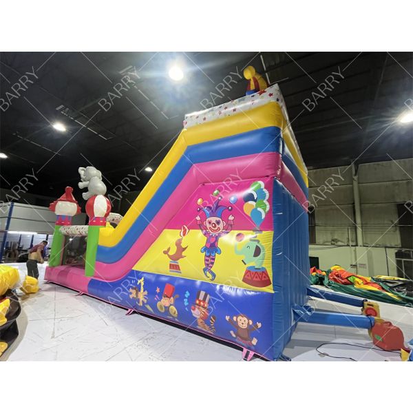 Premium Clown Theme Inflatable Slide With Commercial Circus Bouncy Castle Bouncer for Funny Playground Fun
