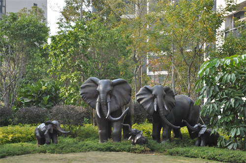 Large Elephant Outdoor Bronze Garden Statues Casting For Zoo Park