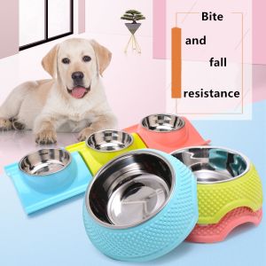 China S M L XL Dog Feeding Bowl Two In One Non Slip Stainless Steel on sale