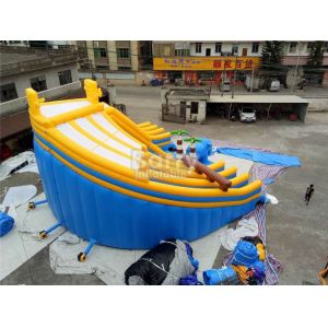Yellow And Blue Spongebob Inflatable Water Slides For Pool With Digital Printing