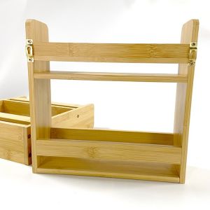 28x28x8cm Bamboo Spice Holder Tray for In-drawer Kitchen Cabinet 3-tier