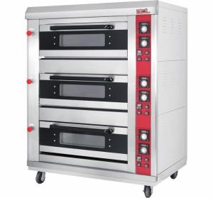 China 3 Layer 6 Tray Gas Baking Ovens with Window Door Mechanical Controller Timer on sale