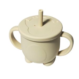 200ml Reusable Kids Drinking Water Silicone Straw Cup With Handle