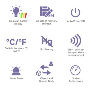 3 Color Backlight Forehead Thermometer 3VDC For Easy Fever Detection