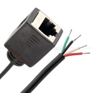 Cheap Female RJ45 Socket to Open Tinned Soldering 4 Wires Bare End Pigtail Cable for sale
