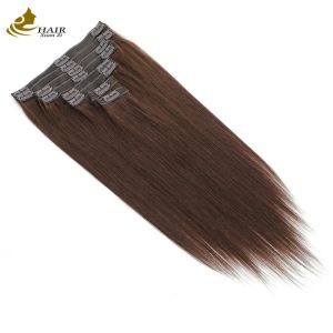 China Dark Brown 22 inch Clip In Hair Extensions human Hair 100% Virgin 16 Pieces on sale