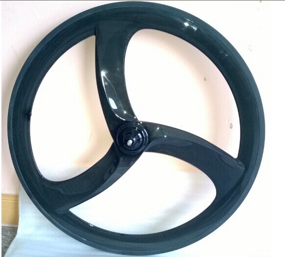 Quality New Hot sale 700c 3k/UD matt Curve tri-spokes carbon clincher  for road &track bike wheel wholesale