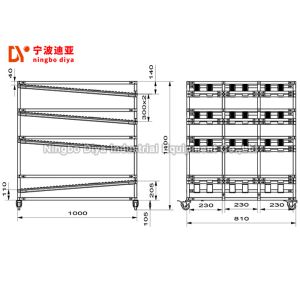 White Lean Pipe Sliding Roller Track Stainless Steel Frame For FIFO Flow Storage