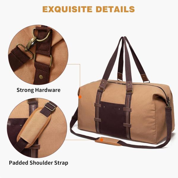 Extra Large 55L Brown Waterproof Canvas Custom Travel Bag for Women Mens
