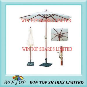 China Arc 2.7m Crank System Wooden Deluxe Umbrella on sale