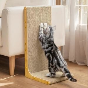 Cardboard Cat Scratcher,23 Inch L Shape Scratch Pad Wall Mounted,Vertical