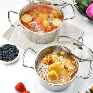 Amazon Hot Selling Silver Flat Bottom Soup Pot Stainless Steel Stock Pot
