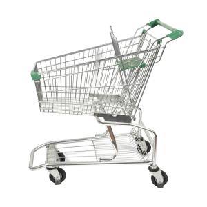 Cheap American Supermarket Steel Shopping Cart 100L Trolley Grocery Cart SGS for sale