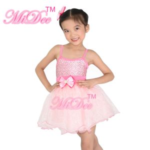 Pinky Tutu Dance Dress Leotard Under Mesh Spandex Polyester Material For Solo