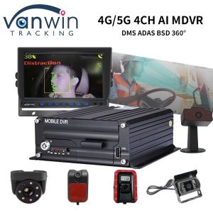 4 Ch AI Truck Bus Mobile DVR With AI DSM ADAS BSD Support 4G 5G WIFI GPS