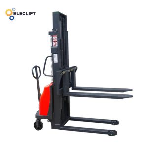 1000kg Load Capacity Semi Electric Pallet Stacker With 90mm Lowered Height And