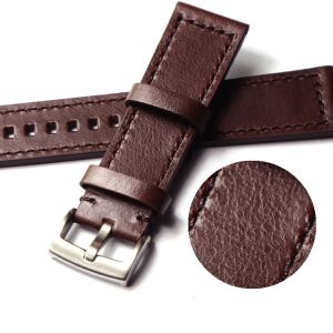 Vintage Style Leather Replacement Watch Bands With Stitching , 20mm Width