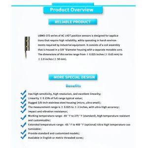 High Precision 3Vrms 24VDC Power LVDT Sensor for Micro Displacement Monitoring