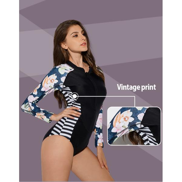 UV Protection Womens Surfing Suits Breathable Long Sleeve Zipper One Piece Swimsuit