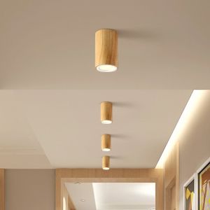 Nordic style round and square solid wood corridor led ceiling light living room