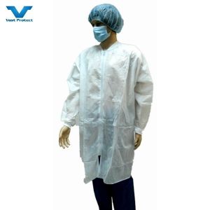 China Elastic Wrist Unisex Waterproof Microporous Nonwoven Laboratory Coat For Doctor Nurse Wear on sale