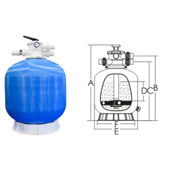 400mm - 1200mm Dia Quartz Sand Filter Pipe Size 1.5 Inch / 2 Inch Easy To Install