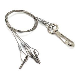 China Length Adjustable Four Legs Galvanized Steel Wire Rope Plant Pot Hanging Kit With Metal Hook on sale