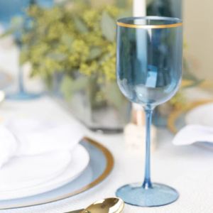 405ml 15oz Plastic Wine Goblet With Gold Rim For Party