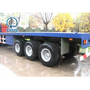 13000 Mm Length Flatbed Semi Trailers / Container Trailer Mechanical Suspension