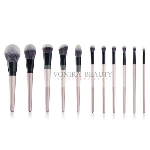 Quality Vegan Taklon Hair 11 Pieces Synthetic Makeup Brushes With Golden Wood Handle wholesale