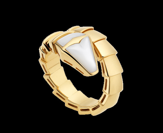 Quality  Serpenti 18 kt yellow gold ring with mother of pearl Ref. AN855765 wholesale