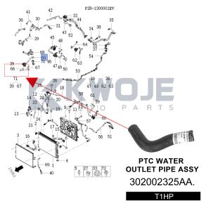 OEM 302002325AA ENGINE PTC WATE ROUTLET PIPE ASSY For Jetour L6