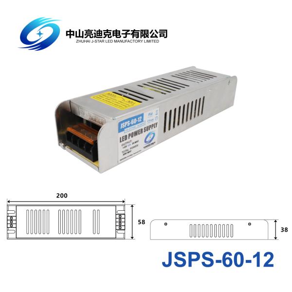 Advertising Signs 60w LED Switching Power Supply 12v 5A Auto Recovery