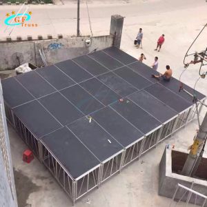 Wooden Aluminum Stage Platform With Stair Guardrails